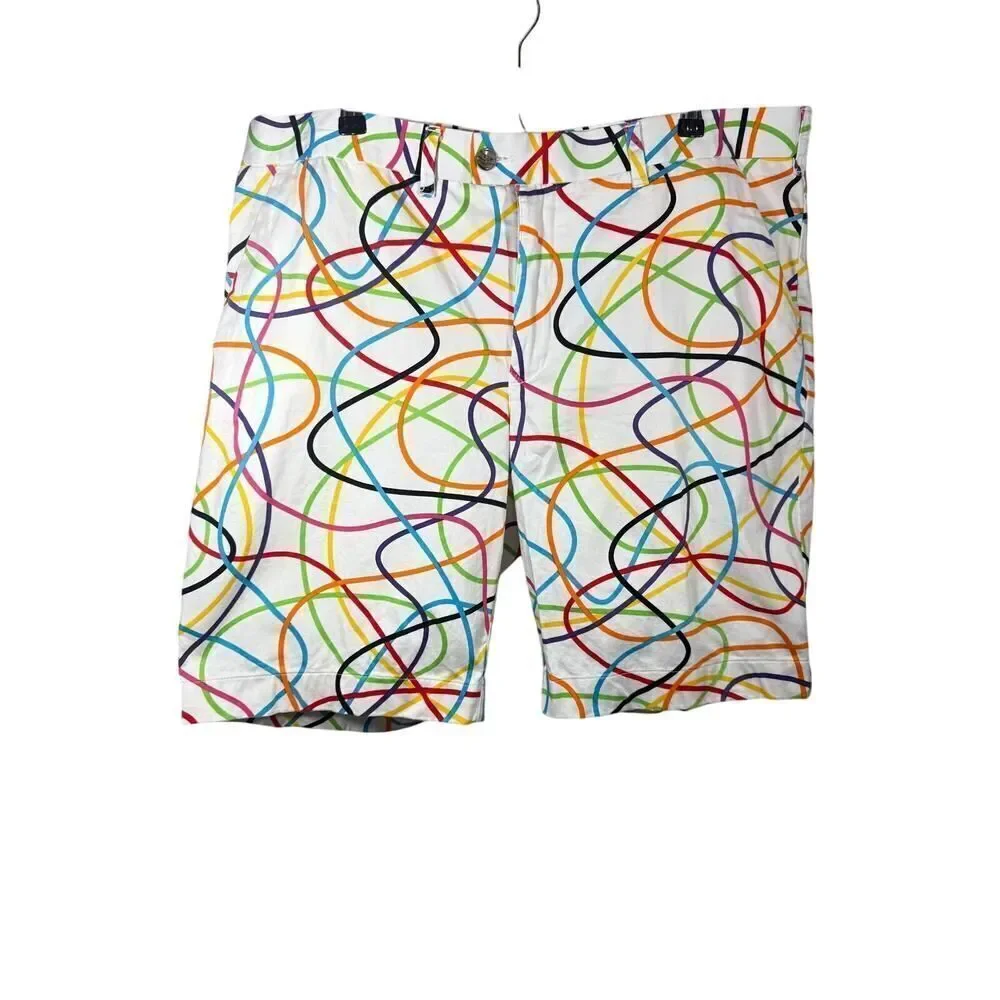 LOUDMOUTH Men's Scribblz Cotton Golf/Casual Short White/Multi-Color Size 42